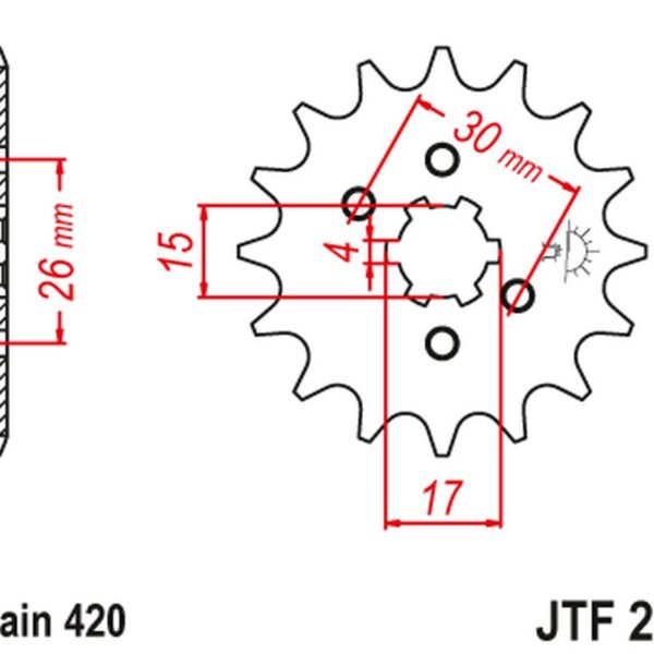 Zębatka Przednia 261 16 Honda MBX/MTX 50 (26116JT) (Łańc. 420) | JT