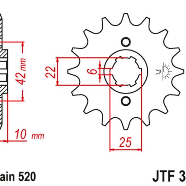 Zębatka Przednia 281 14 Honda NX 650 Dominator ’88 (Grubość 10MM) (28114JT) (Łańc. 520) (-1) | JT