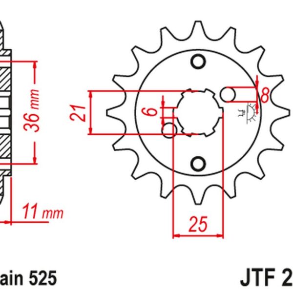 Zębatka Przednia 290 14 Honda XBR 500F ’85-’86 (29014JT) (Łańc. 525) (-1) | JT