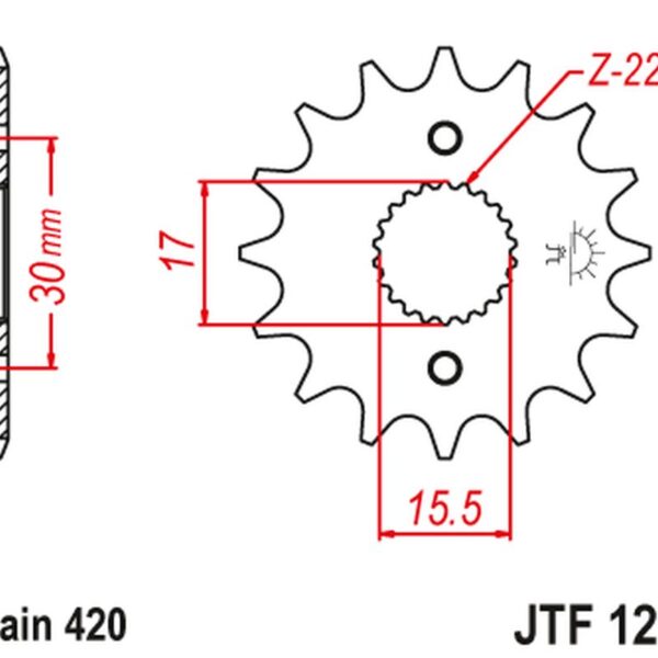 Zębatka Przednia 332 16 Honda CRF 50F ’04-’12, XR 50 ’00-’03 (33216JT) (Łańc. 420) | JT