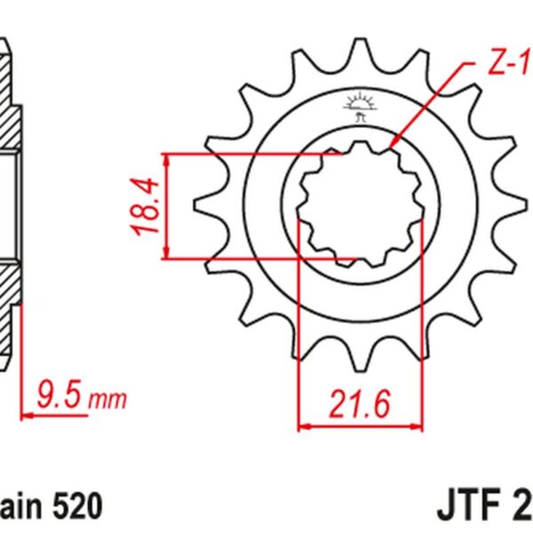 Zębatka Przednia 334 14 Honda CR 250 86-87, CR 500 86-87 (33414JT) (Łańc. 520) | JT