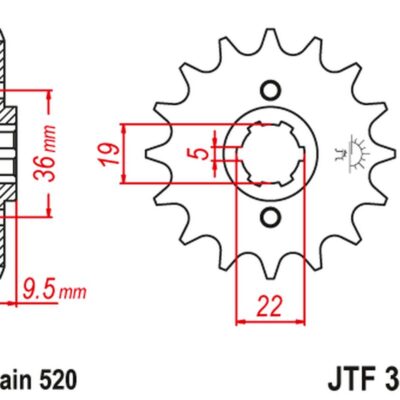 JT Zębatka napędowa - HONDA TRX 250/300 (1982-1985) - JTF337.12