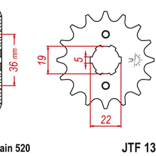 Zębatka Przednia 337 13 Honda TRX 250/300 ’87-09′, CR 250 ’82-85′, CR500 ’84-85′ (33713JT) (Łańc. 520) | JT