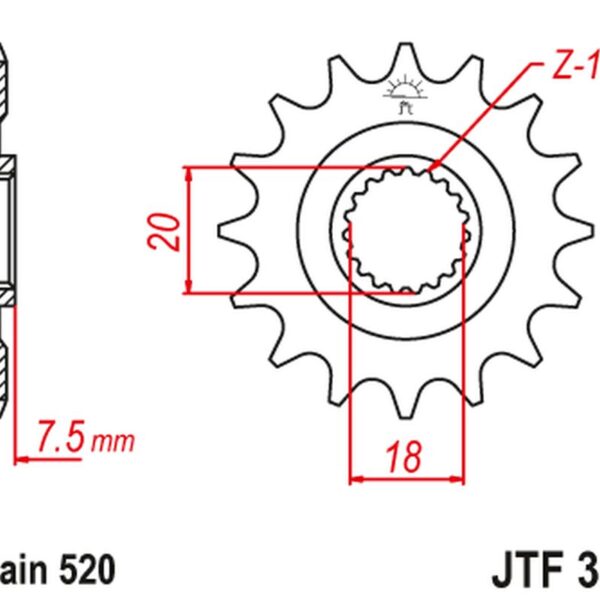 Zębatka Przednia 340 14 Honda CR 125 ’87-’03 (34014JT) (Łańc. 520) | JT