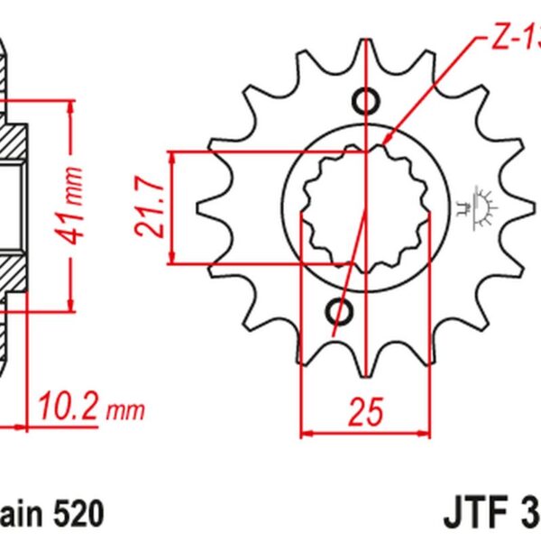 Zębatka Przednia 345 16 Honda NX 650, FX 650, Yamaha XT 660, FMX (34516JT) (Łańc. 520) (+1) | JT
