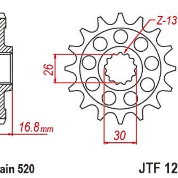 Zębatka Przednia 347 16 Honda CB 750 Hornet 23-’25, XL 750 Transalp ’23-’25 (347M16) (Łańc. 520) | JT