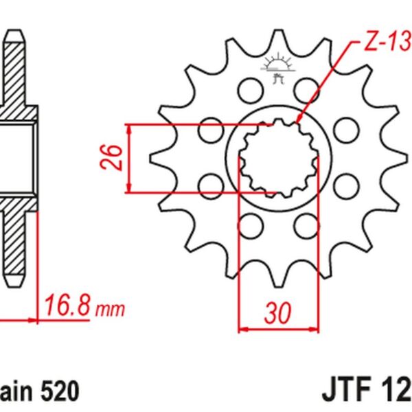 Zębatka Przednia 347M 15 Honda CBR 600/900/929/954/1000, VTR 1000 Sp1/2 (347M15Jt) (Łańc. 520) Konwersja | JT
