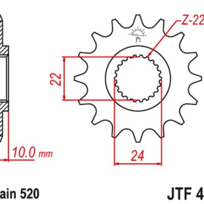 JT ZĘBATKA PRZEDNIA 402 16 Z GUMĄ BMW F 650 '94-'15, APRILIA PEGASO 650 '98-'04 (40216JTRB) (ŁAŃC. 520)