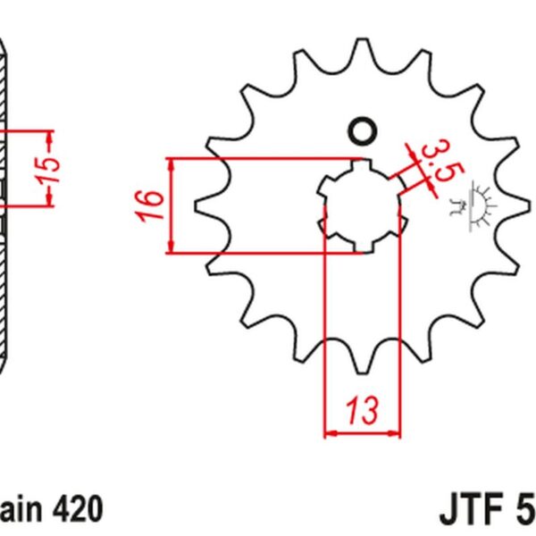 Zębatka Przednia 415 15 Yamaha RD 80 MX ’81-82′ (41515JT) (Łańc. 420) | JT