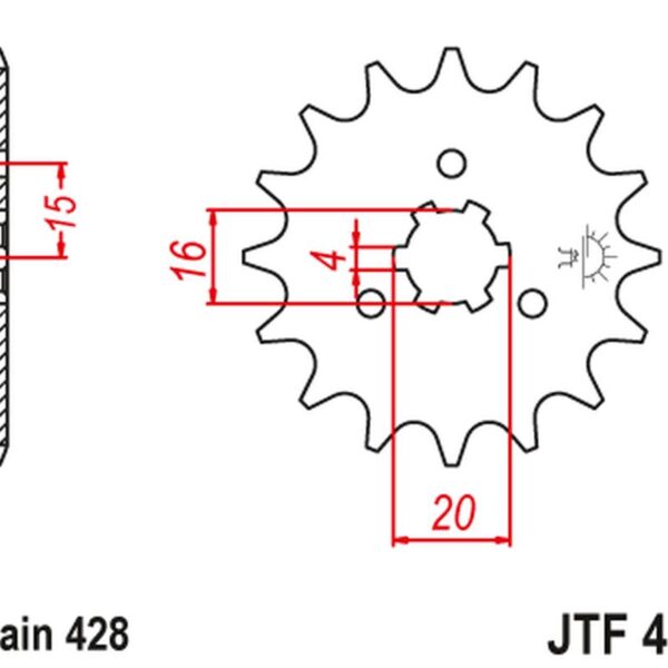 Zębatka Przednia 416 14 Kawasaki KX 125 ’77-79′, KC/KE/KH/KS/KE/KM 90/100/125/175 ’77-98′ (41614JT) (Łańc. 428) | JT
