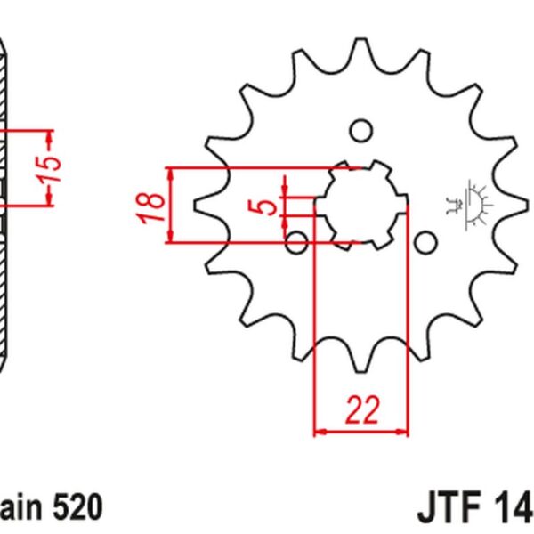 Zębatka Przednia 423 14 Kawasaki KX 125 ’94-’07 (42314JT) (Łańc. 520) | JT