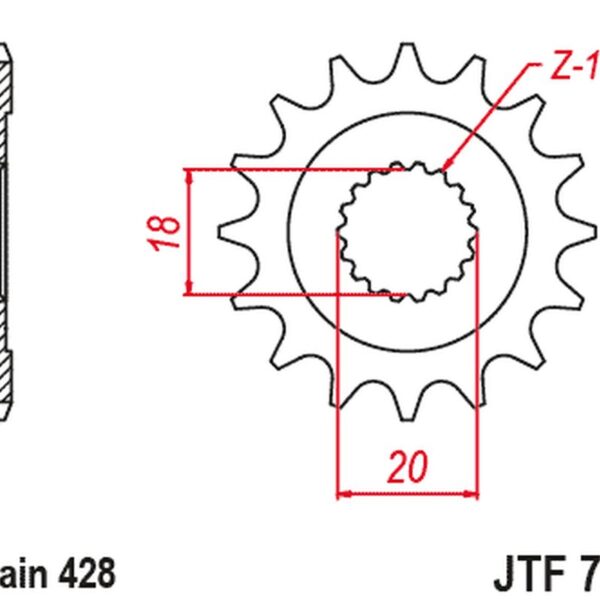 Zębatka Przednia 426 13 Benelli 125 Leoncio ’22-’23, KEEWAY 125 STRIKE ’13-’14, RKF 125 ’11-’23, TX 125 ’11-’20 (42613JT) (Łańc. 428) | JT