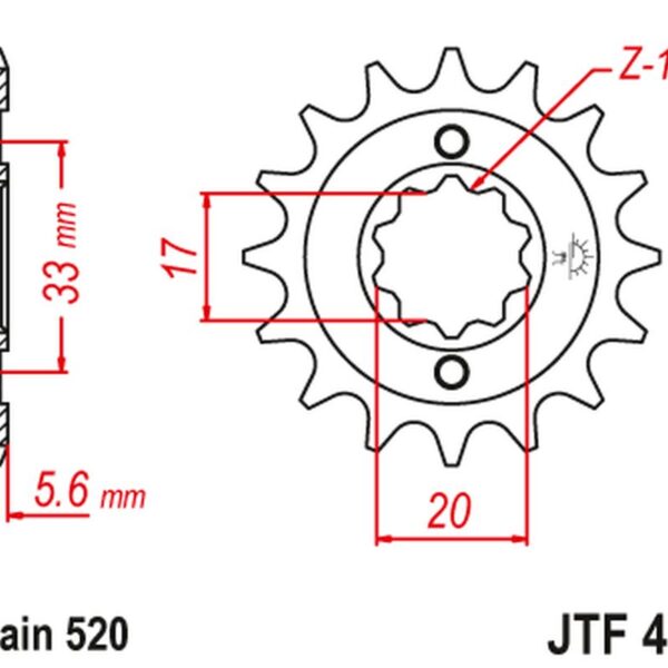 Zębatka Przednia 430 12 Kawasaki KXF 250 ’04-’05, Suzuki RMZ 250 ’04-’05 (43012JT) (Łańc. 520) | JT