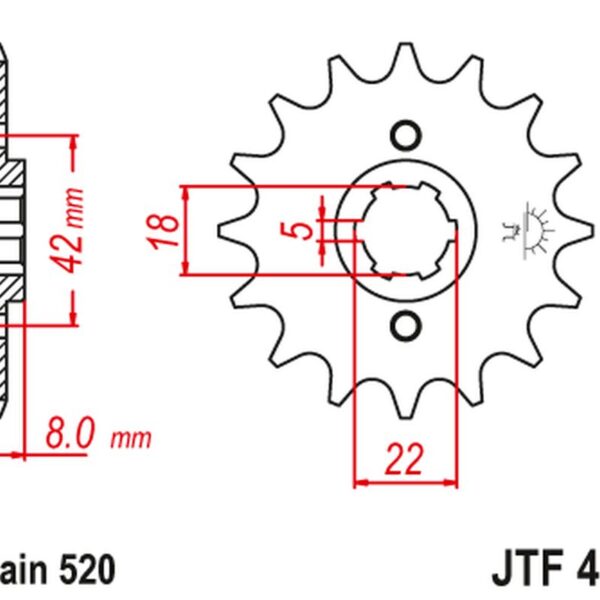 Zębatka Przednia 431 11 Suzuki PE 250 ’78-’82, RM 250 ’79-’81, RM 400 ’78-’80 (43111JT) (Łańc. 520) | JT