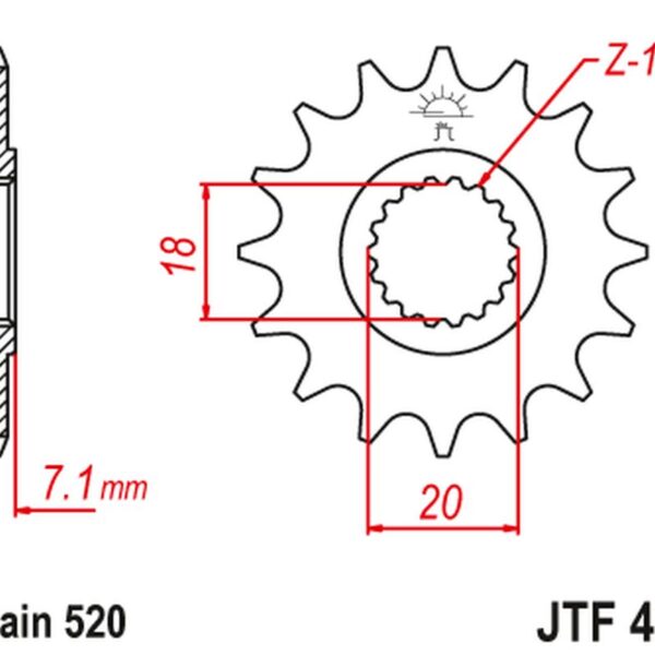 Zębatka Przednia 432 11 Suzuki RM 125 ’92-’07, RMZ 250 ’10-’12 (43211JT) (Łańc. 520) | JT