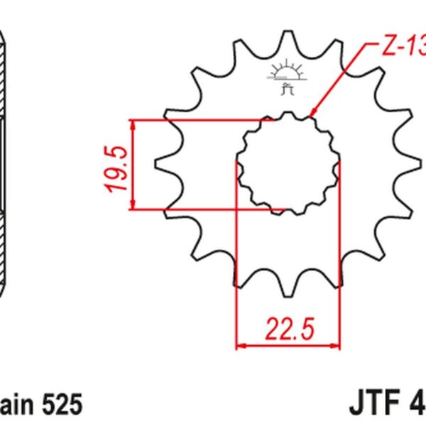 Zębatka Przednia 433 16 Suzuki GSF/GSX/Rf 400 ’86-94′, TS/TM 250 ’71-83′ (Łańc. 525) (43316JT) | JT