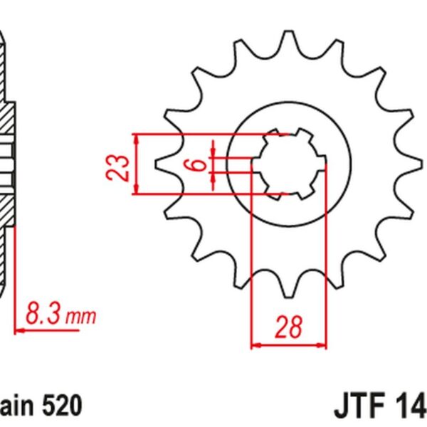 Zębatka Przednia 436 14 Suzuki LT 500 ’88-92′, RM 465 ’81-82′, RM 500 ’83-84′ (43614JT) (Łańc. 520) | JT