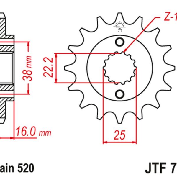 JT Zębatka napędowa – DUCATI MONSTER 600/750/900… – JTF736.16