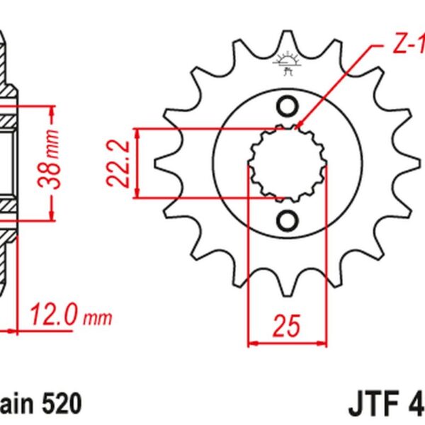 Zębatka Przednia 495 15 Ducati PASO SPORT 750 ’86-90′ (49515JT) (Łańc. 520) | JT
