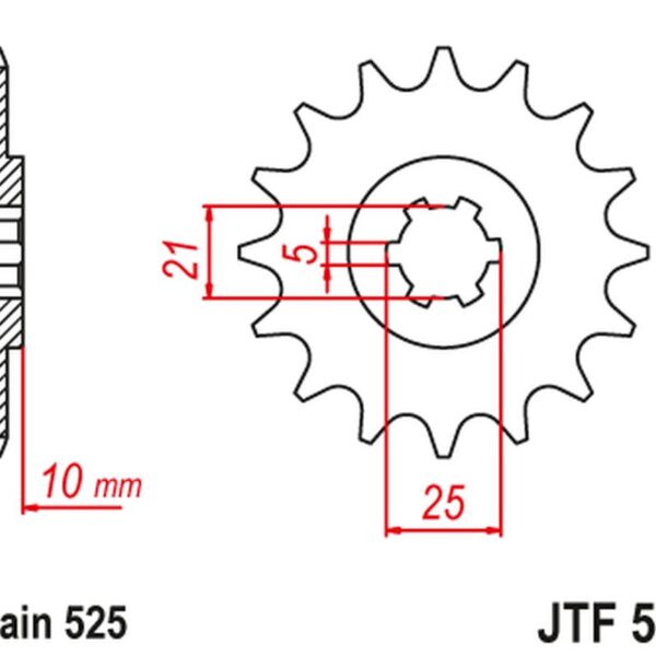 Zębatka Przednia 506 14 Kawasaki S1 250 ’73-75′ KH 250 ’75-82′ (50614JT) (Łańc. 525) NA Zamówienie | JT
