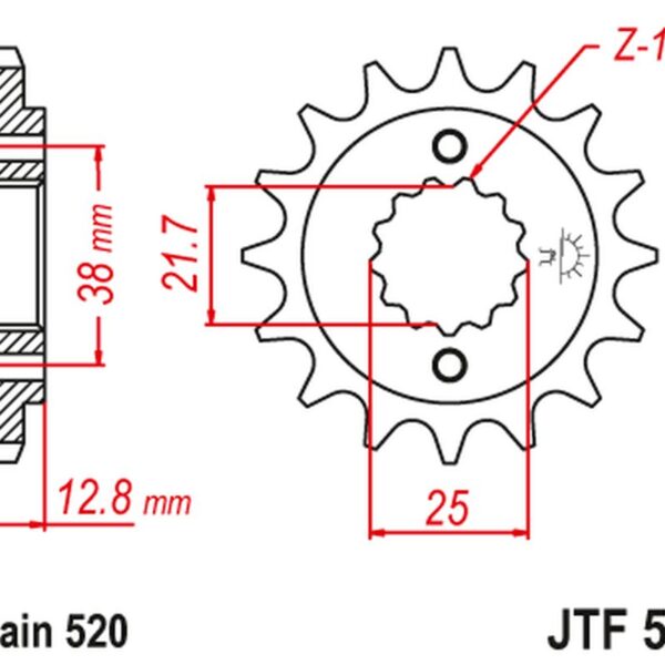 Zębatka Przednia 511 16 Kawasaki KLR 650 ’90-’14 (51116JT) (Łańc. 520) | JT