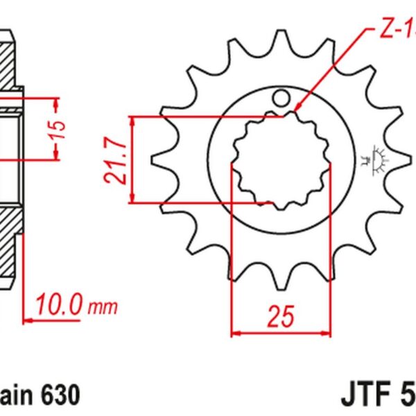 Zębatka Przednia 518 15 Kawasaki z 900 A4 ’76’, z 1000 ’77-80′ (51815JT) (Łańc. 630) | JT
