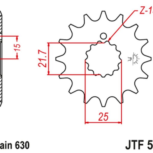 Zębatka Przednia 518 16 Kawasaki z 650 /750 ’79-’83 (51816JT) (Łańc. 630) (+1) | JT