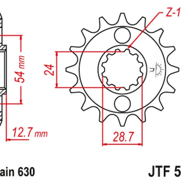 Zębatka Przednia 522 15 Kawasaki z 1000 ’81-83′, GPZ 1100 ’81-82′ z 1100 ’84-86′ (52215JT) (Łańc. 630) | JT