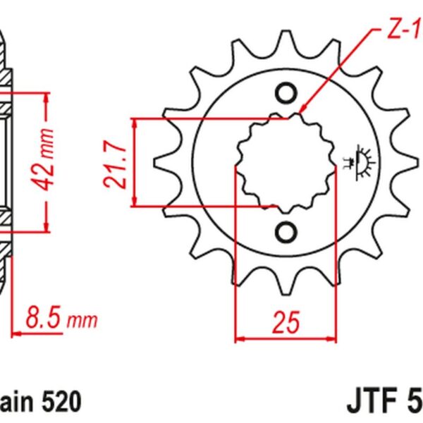 Zębatka Przednia 525 13 Kawasaki ZXR 400, KLE 500 ’91-’96 (-1), GPZ 500S (-1) (52513JT) (Łańc. 520) | JT