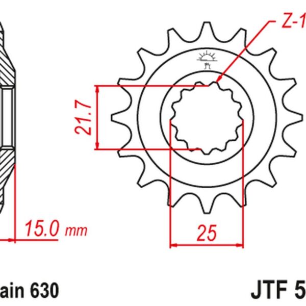 Zębatka Przednia 528 15 Kawasaki GPZ 750 Unitrack ’82-’89 (ZX750A1-A5) (52815JT) (Łańc. 630) | JT