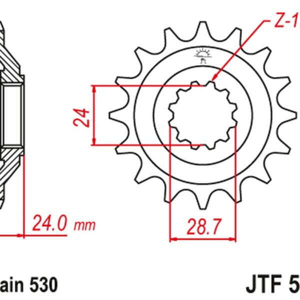 Zębatka Przednia 530 17 Kawasaki ZZ-R 1100 ’90-92′(JTF528.17JT) (Łańc. 530) | JT