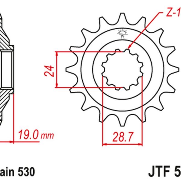 Zębatka Przednia 532 17 Kawasaki ZX10 ’88-90′ (Zx 1000 B1-B3) (53217JT) (Łańc. 530) | JT