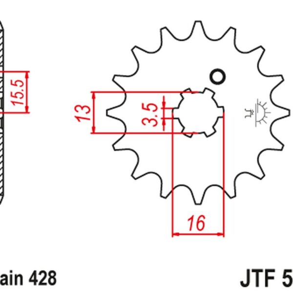 Zębatka Przednia 542 14 Yamaha DT 80 MX-S ’83-84′ (54214JT) (Łańc. 428) | JT