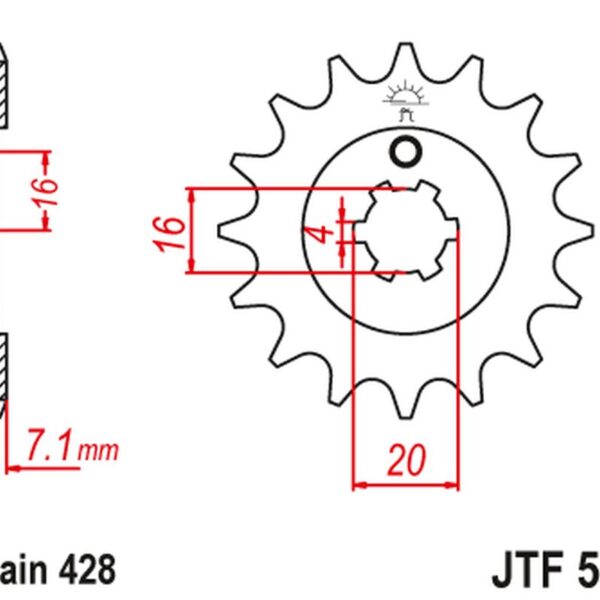 Zębatka Przednia 555 13 Yamaha DT 80 LC1/LC2 ’83-’95, TZR 80 ’92-’95 (55513JT) (Łańc. 428) | JT
