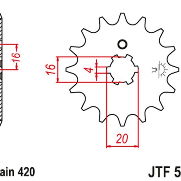 Zębatka Przednia 560 16 Kawasaki KX 65/80/85 (56016JT) (Łańc. 420) (+2) | JT