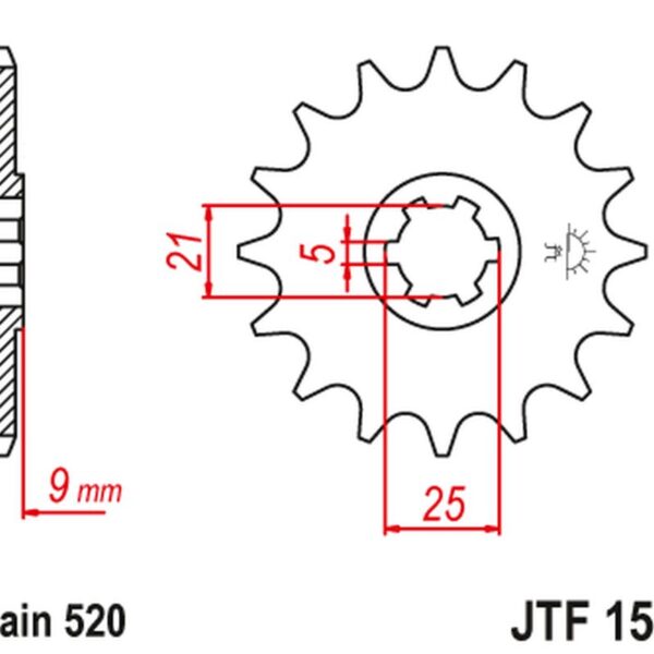Zębatka Przednia 569 13 Kawasaki KXT 250 ’87’ (56913JT) (Łańc. 520) | JT