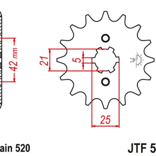 Zębatka Przednia 569 18 Yamaha XV 250 ’89-’94, XVS 250 ’08-’17, XV 250`89-15 (+3) (56918JT) (Łańc. 520) | JT