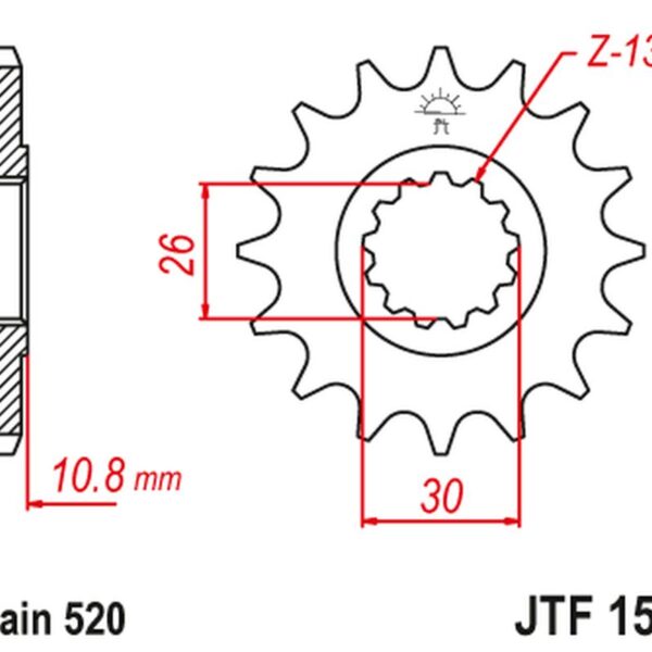Zębatka Przednia 579M 15 Yamaha YZF R1 ’98-21′, FZ-1 ’10-15′ (579M15Jt) (Łańc. 520) Konwersja | JT