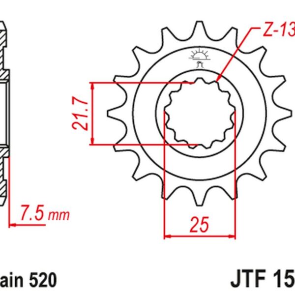 Zębatka Przednia 585 14 Kawasaki Zx-6R/Rr ’07-17, Yamaha XTZ 750 ’90-’98 (Jtf1536.14)* (Łańc. 520) | JT