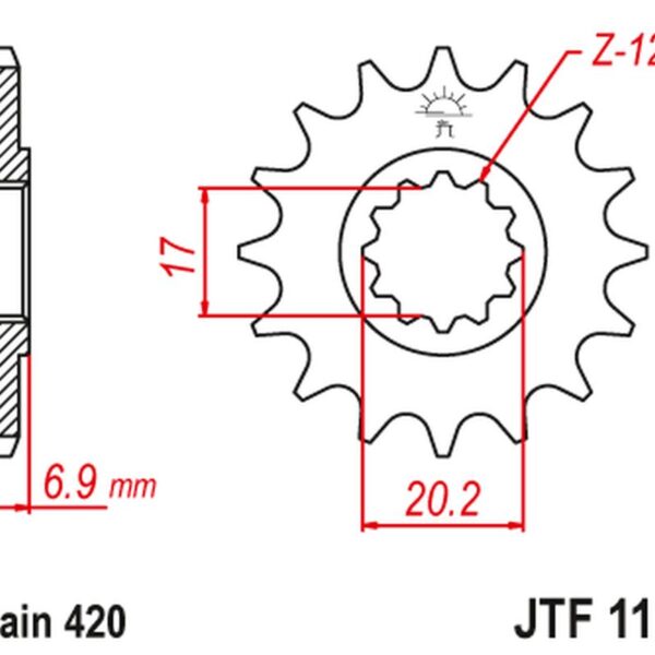 Zębatka Przednia 600M15 Silnik AM6 (Jtf1120, 15) (Łańc. 420) | JT