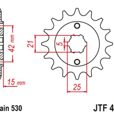 JT Zębatka napędowa - DUCATI 500/600 PANTAH SPORT... (1980-1984) - JTF492.15