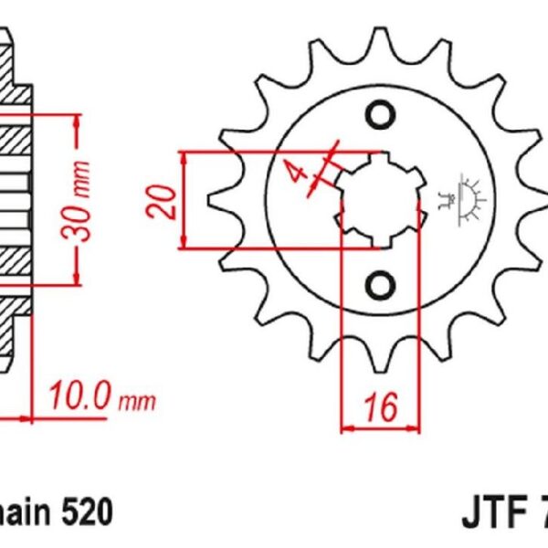 Zębatka Przednia 720 13 Cagiva 125 W8/Freccia/Planet/Mito/Rapror ’85-10′ (72013JT) (Łańc.520) | JT
