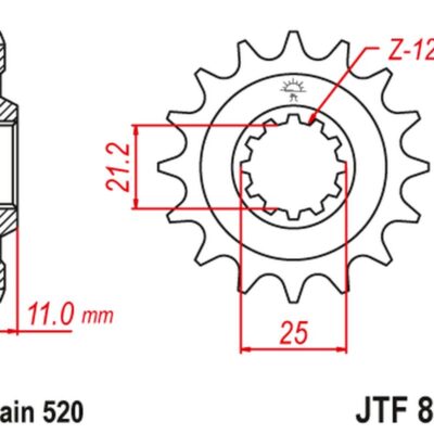 JT Zębatka napędowa - HUSQVARNA CR/WR/TC/TE 125/2... - JTF824.12
