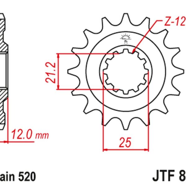 Zębatka Przednia 823 12 Husqvarna / Husaberg (82312JT) (Łańc. 520) | JT