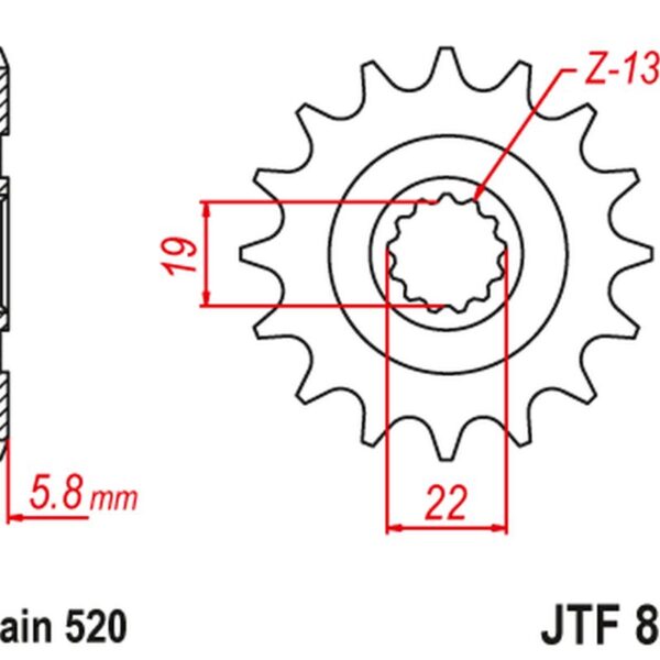 Zębatka Przednia 825 13 Husqvarna TC/TE/Txc 250/310 ’09-13′ (82513JT) (Łańc. 520) | JT