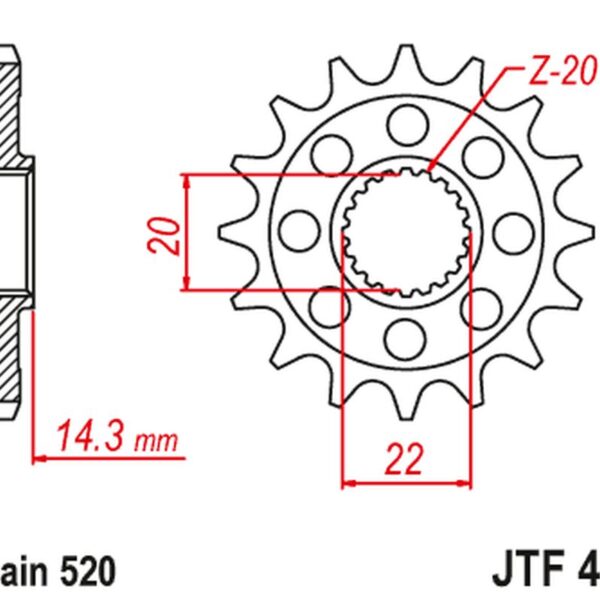 Zębatka Przednia Bmw G310GS ’16-, G310R ’16-, (JTF406.16)* (Łańc. 520) | JT