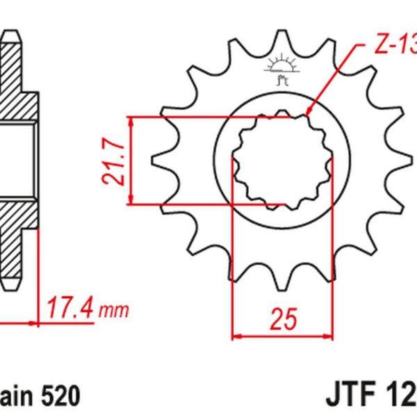 Zębatka Przednia Honda CB 250 ’96-07′ VT/VTR 250 ’98-17′ (Łańc. 520) | JT