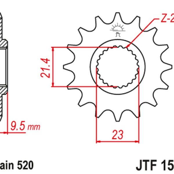 Zębatka Przednia Yamaha XT 600 ’99-03′ TT 600 ’04, (Grubość 9.5MM) (Łańc. 520) | JT