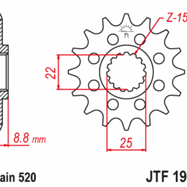 Zębatka Przednia z Gumą 1248 13 KTM SX/EXC ’91-’25, Beta, Gasgas, Husqvarna (124813RB) (Łańc. 520) | JT