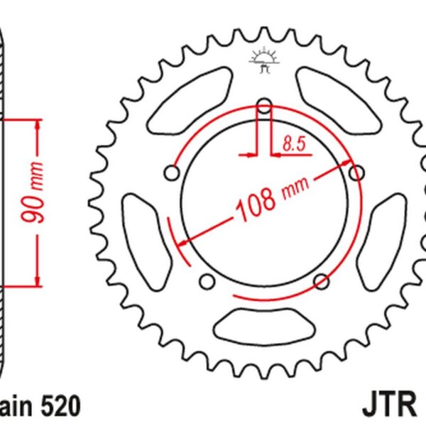 Zębatka TYLNA 1515 39 MUZ 660 Scorpion ’95-02′, Aprilia 125 TUAREG ’87’ (151539JT) (ŁAŃC.520) | JT